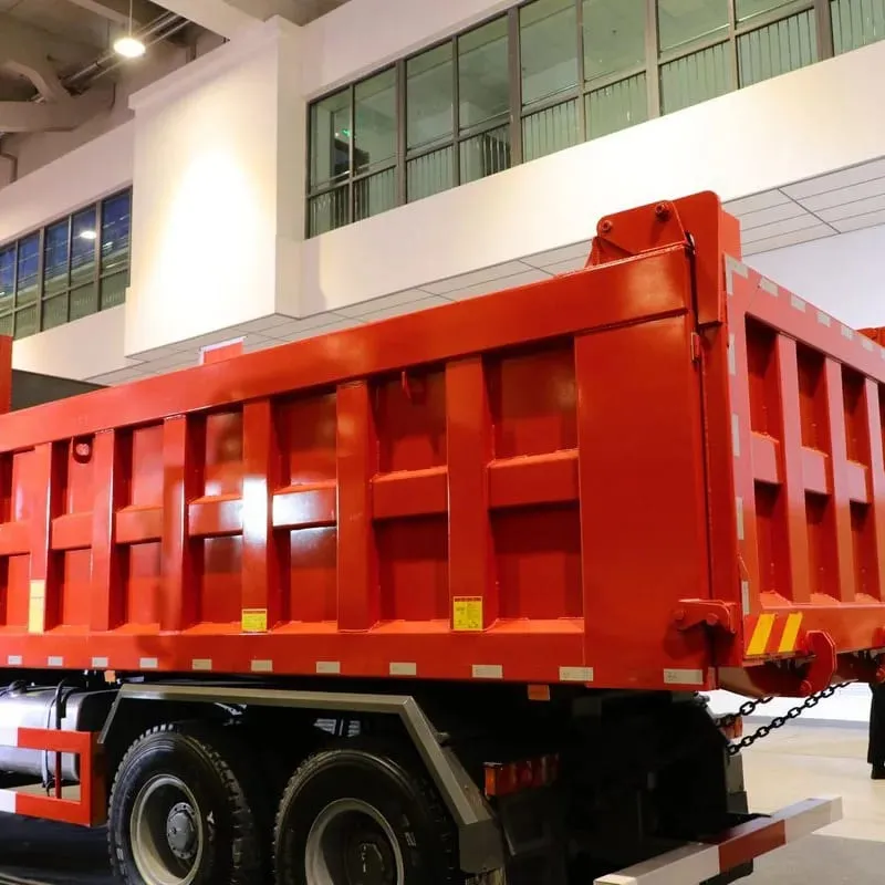 Used HOWO 6x4 dump truck ready for export, raised tipper body visible