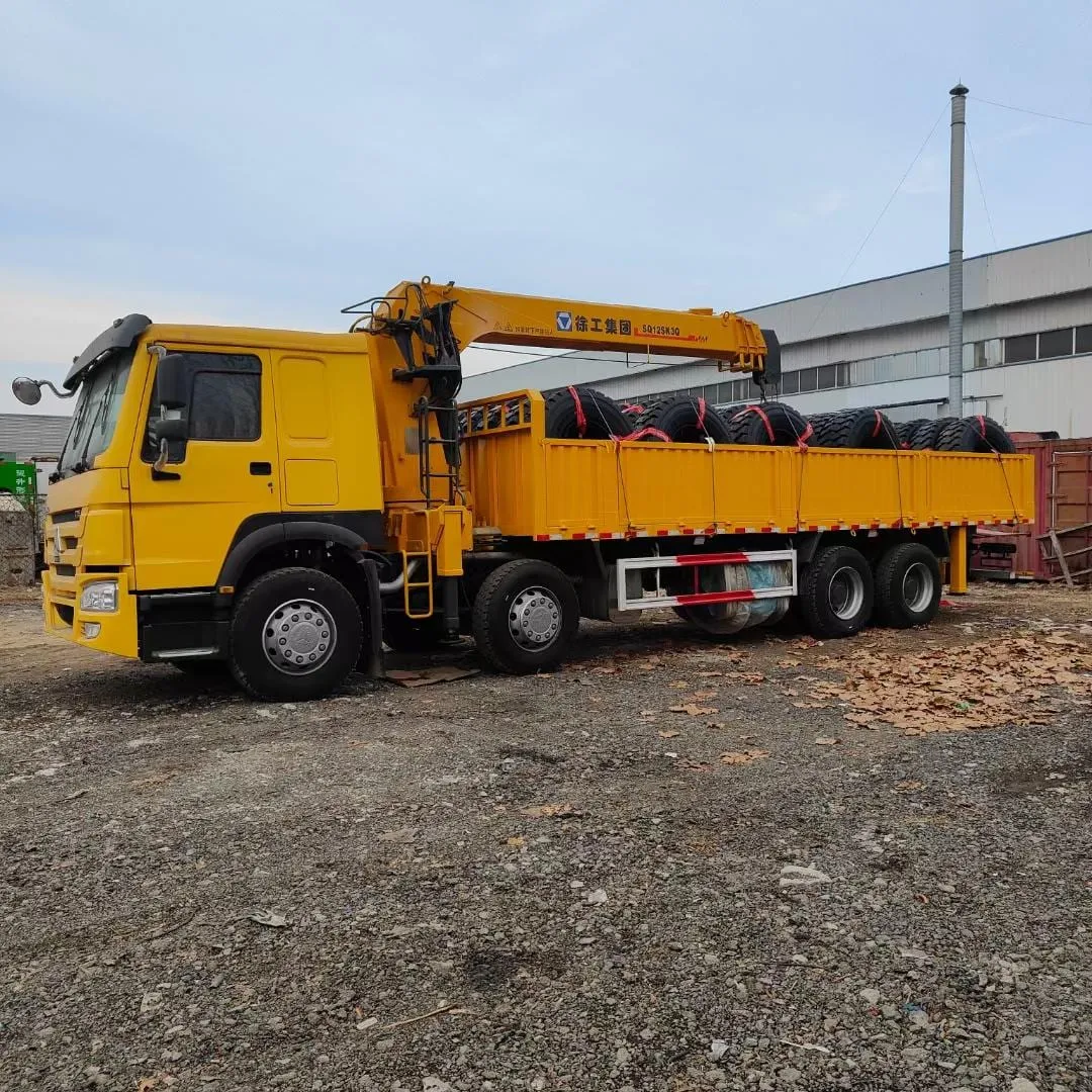 Used HOWO crane truck with mounted boom for export